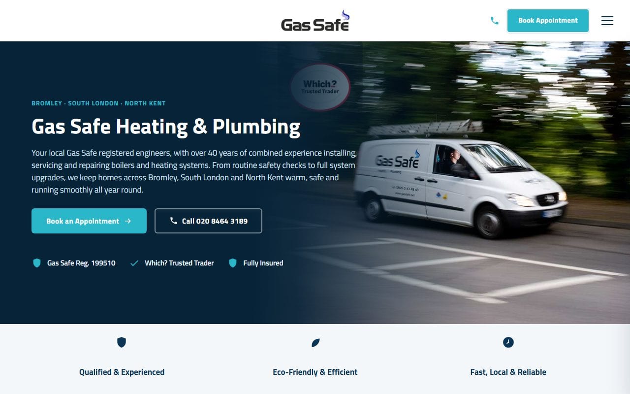 Screenshot of the Gas Safe Heating and Plumbing website